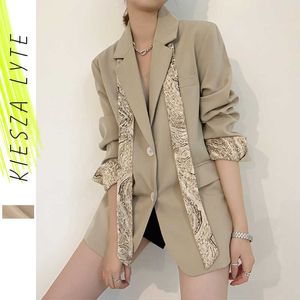 Kvinnor Blazer Jacka Höst Fransk Stil Lady Office Wear Silk Scarves Suit Jackor Vintage Feminino OuterWear 210608