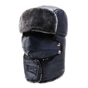 Wholesale water resistant hat for sale - Group buy Berets Winter Men Women Bomber Hats Water Resistant PU Leather Thick Soft Fur Hat For Biking Skiing Outsports