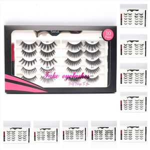 Makyaj 10 Pairs Manyetik / Kendinden Yapışkanlı Yanlış Kirpikler Set Karışık Stilleri 2 ADET Cımbız ile Manyetik Eyeliner Tutkal Gerekli Hiçbir Tutkal