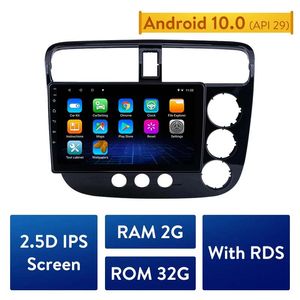 Double Din Car dvd Radio GPS Multimedia Unit Player for 2001-2005 Honda Civic RHD Manual A/C Android 10.0 2GB RAM