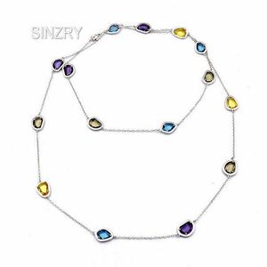 SINZRY Vetro di lusso cristallo artificiale Collane lunghe maglione geometria accessorio di bigiotteria creativa colorata brillante