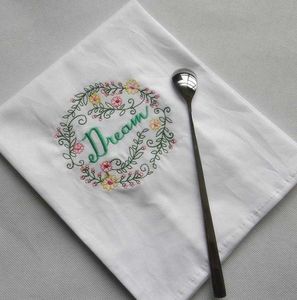 Embroidered Napkins Letter Cotton Tea Towels Absorbent Table Napkins Kitchen Use Handkerchief Boutique Wedding Cloth 5 Designs DAW254