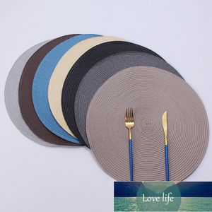 1pc Round Woven Placemats PP Waterproof Dining Table Mat Non-Slip Napkin Disc Bowl Pads Drink Cup Coasters Kitchen Decoration