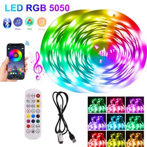 스트립 USB 전원 블루투스 LED 스트립 라이트 RGB SMD DC5V 네온 홈 장식 게이머 캐비닛 컴퓨터 유연한 리본