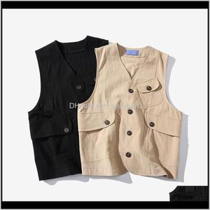 Capispalla Cappotti Abbigliamento Abbigliamento Drop Delivery 2021 Autunno Primavera Gilet di jeans Uomo Giacca senza maniche retrò con molte tasche Moda Uomo Pl