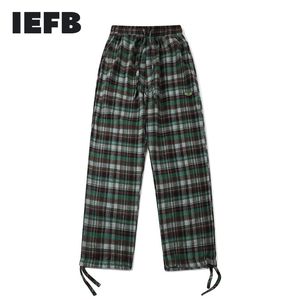 IEFB Frühling Casual Hosen Streetwear Trend Harajuku Stil elastische Taille Plaid Print Hosen Mann Kordelzug Hose unten 210524