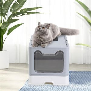 Pet Banheiro Banheiro Anti Splash Cats Caixa de areia Bandeja de cão de gato com choque de gatinho limpo Toilette doméstico Home suprimentos de areia de areia