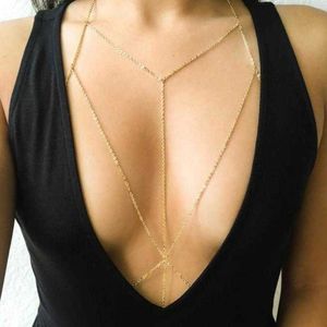 Fashion Body Chain Simple Bar Drop Necklace Lariat Waist Belly Chain Body Jewelry Sexy Beach Bikini Chain P0811