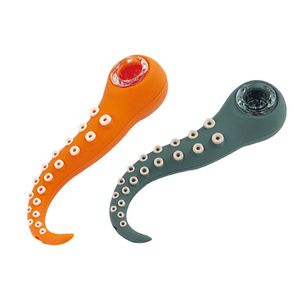 Smoking Pipes 4.5 inch Tobacco Hand Pipe Squid Legs Style Portable Easy to Clean High Temperature Resistance with Glass Bowl