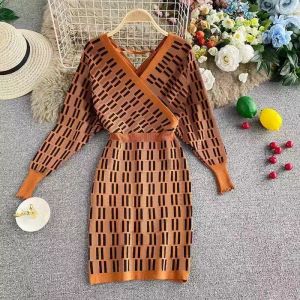 Women s sweater designer dresses luxury casual coat V Neck long sleeve printed Dress women s fashion embroidery letter sexy top high quality clothing