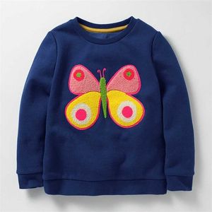 Mała Maven 2-7years Jesień Cartoon Butterfly Dzieciak Dziewczyna Bluza Dziecka Ubrania Dla Dzieci Dla Dziewczyny Boy Sweter Fleece 211111