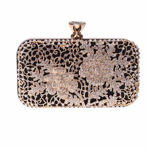 Evening Bags Luxury Diamond Bling Flowers Clutch Wallets For Ladies Wedding Bride Purse With Chain Drop MN1458Evening