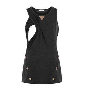 Pregnant Women Maternity Clothes For Breastfeeding Button Vest Tops T-shirt Breastfeeding Dress Home Clothes For Women Q0713