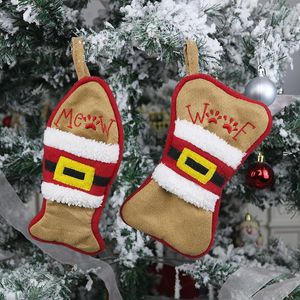 Creative Christmas Stocking Multipurpose Bagware Bag Kid Presentväska Xmas Tree Ornament Sock Hem Party Decoration Pendant Candy Väskor JJE10475