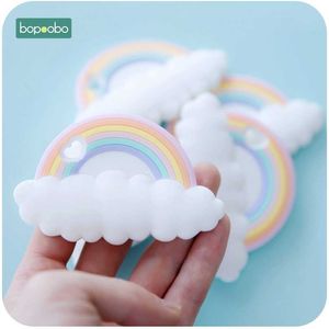 Bopoobo 10PC Silicone Rainbow Chewable BPA Free Rodent Teething Tiny Rod Baby Teethers Food Grade Teether Products 211106
