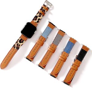 Luksusowy Skórzany Pasek Dla Apple Watch Band 44mm 42mm 40mm 38mm Watchband Moda Bransoletka Moda Iwatch Series 6 5 4 SE Nadgarstki Smart Akcesoria