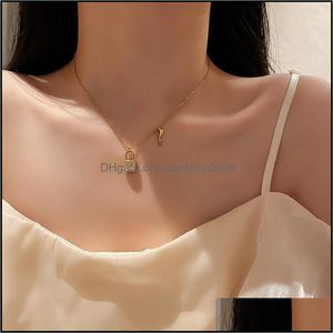 Kedjor halsband hängar juvelrychains titanium stål opal älskar litet lås halsband sydkorea kontrakterade mode kort halskedja clavi