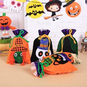 Halloween Drawstring Bags Non-woven Fabric Party Portable Handväskor Ghost Pumpkin Skull Festival Partys Dekoration Candy Gift Bag 4Colors WLL955