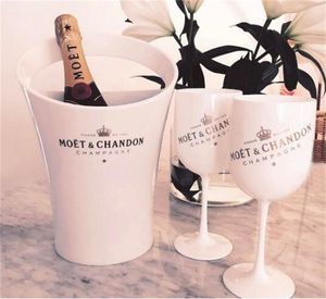 6 koppar ishink och viner glas ml akrylbägare champagne glasögon bröllop bar party vin flaska kylare b3