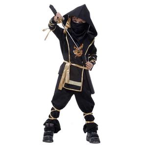 Halloween Dzieci Ninja Kostiumy Cosplay Przyjęcie urodzinowe Chłopcy Dziewczęcy Wojownik Stealth Assassin Kostiumy Q0910