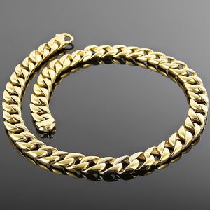 Men's Heavy Stainless Steel Necklace Gold Color Cuban Link Chain Male Choker colar Jewelry Gifts for Him