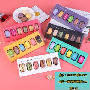 300pcs/lot Colorful Transparent PVC Cardboard Macaron Box 6 Moon Cake Biscuit Box
