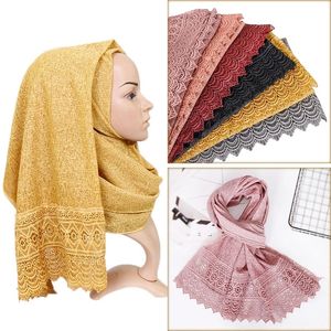 Hochwertiger Hijab-Schal aus Baumwollspitze, Maxi-Stretch-Wickelschal, schwerer Pashmina-Bandhnu-Schal, muslimische lange islamische Schals
