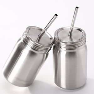 700ml single layer metal bottle 500ml Double-layer stainless steel jar with straw A217091