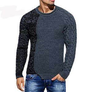 Roupas Masculinas Winter Mens Clothing O-neck Patchwork Long Sleeve Knitted Pullovers Male Casual Twist Pattern Ropa Para Hombre 210604