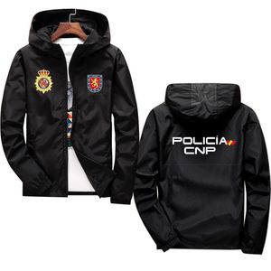Мужские толстовки толстовки Policia CNP логотип Печать пружины мужчины сплошной цвет Хараджуку стиль капюшона настраиваемая куртка молнии водонепроницаемый