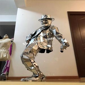 Décoration de fête Q20 Robot hommes Costume Dj scène danse Costume argent miroir Disco Cosplay verre veste Bar tenue spectacle Club