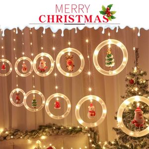 Christmas Decor Stringi Światła Sosnowa Igła Okrągły Pierścień USB Light Strings Room Decorarion Nowy Raczek 3M 125leds