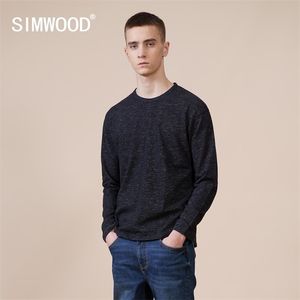 Simwood 봄 겨울 새로운 긴 소매 티셔츠 남성 멜런지 탑스 고품질 플러스 사이즈 의류 T 셔츠 Si980560 210409