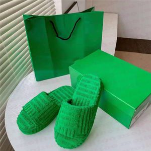 Fashion Womens Towel Sliders Slippers Comfortable Soft Platform Shoes Sandals Designer Green Home Hotel Slipper on Sale