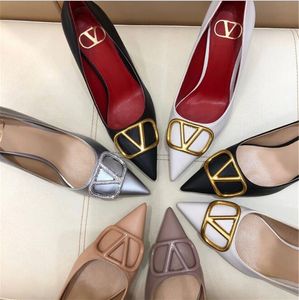 Classic Women Dress Shoes fashion good quality Leather high heel shoe female Designer breathable Ladies Comfortable casual party pumps G905145