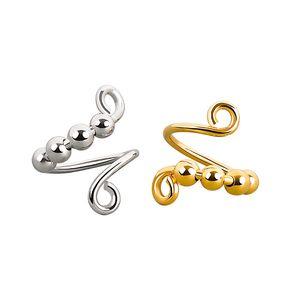 Metallkupferringe für Frauen, Micro-Motion Bead Rotator, Einzelkreis-Spiralbandring für Angst, Sorgen, dünne offene Ringe, verstellbar