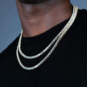 5mm Ice Out Round Tennis Chain Necklace for Men Hip Hop Jewelry مع صندوق X0509