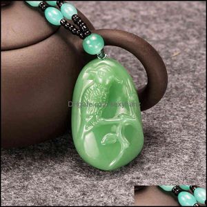 Anhänger Halsketten Anhänger Schmuck Nationalen Stil Exquisite Imitation Jade Vogel Männliche Und Weibliche Yiwu Drop Lieferung 2021 73Pyz