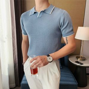 Solida färger Pikétröjor Män Sommar Kortärmad Polo Skjortor Turndown Collar Business Casual Men Clothing Streetwear Topp 210527