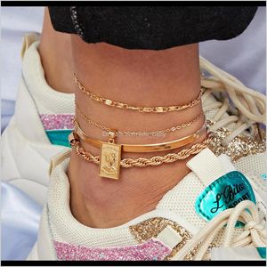 Wholesale anklets snake resale online - Jewelry Temperament Snake Bone Hip Hop Punk Foot Ornament Queen Pendant Set Twist Anklet Female Khaif Anklets Zafoi