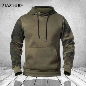 Контрастные толстовки мужские мода с длинным рукавом Pullover Flece Hoodie с канца карманная толстовка мужская военная лоскутная вертикальная одежда 4XL 210813