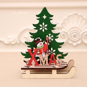 Christmas decorations creative color painting wooden pendant assembly sled car ornaments puzzle gift LLA8954