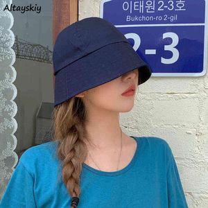 Bucket bonés Mulheres Verão Adolescentes Sun Proteção Estilo Coreano Outdoor Streetwear All Match Casais Feriado Elegante Nova Chegada Caps G220311