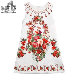 Retail 3-10 years dress sleeveless girls clothes for party holiday flower kids children summer Q0716