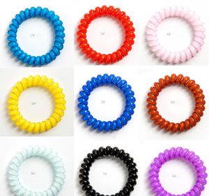 2021 100 pcs / saco 27 ​​cores 5 cm telefone fio fio cordão goma de cabelo garotas meninas elástico faixa de cabelo anel corda candy cor pulseira scrunchy