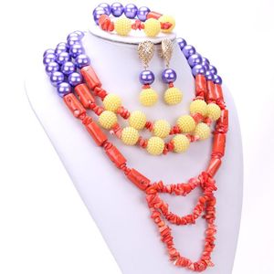 Wholesale nigerian traditional necklace for sale - Group buy Earrings Necklace Est Dudo Jewelry Pearl Sets For Women African Beads Traditional Original Coral Nigerian Wedding