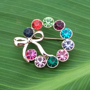 Exquisite Luxury Colorful Crystal Bowknot Flower Brooch For Women Fashion Scarf Pins Brooches Wedding Bride Bouquet Corsage Jewelry Gifts