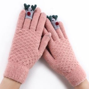 Fingerless Gloves Ladies Fashion Winter Warm Cute Cartoon Finger Knit Touch Screen Women Full Soft Mittens Black 18F