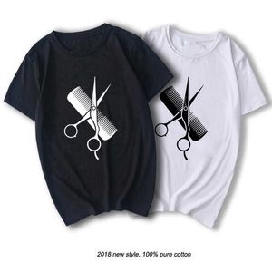 RAEEK Hip-Hop Simple Splicing Tee Tops Shirt Short Sleeve Men Gift Hairdresser Stylist Scissors Comb O-Neck T Shirts X0621