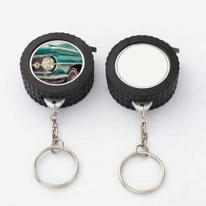 1 PC Pusta Keychain Stalowa Taśma Meas Meter DIY Transferowy Breloczki Ozdoby Ozdoby Jednostronne Wisiorki do Sublimacji Keyring G1019